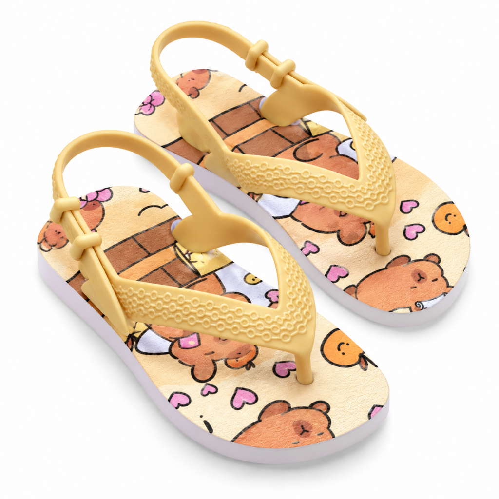 Chinelo Bebê Capivara Menina Infantil Estampado Leve Confortável Antiderrapante para Passeios no Verão Leve Promoçao