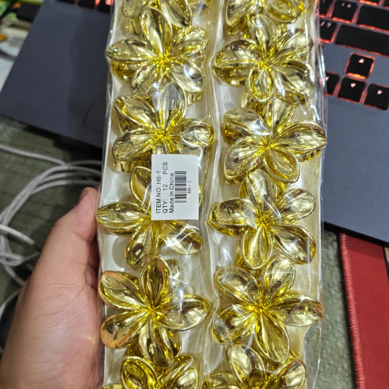 COR UNICO // 6CM Piranhas de Cabelo Flor de Feriado de Praia–PARA FESTA de CORES// PRSTAS DOURADOS