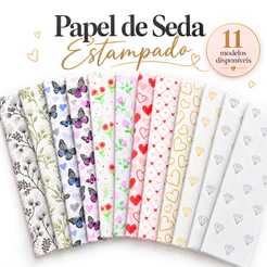 Papel de Seda Estampado 50x70cm para Presentes Sacolas Caixas e Embalagens 10 a 50 Folhas