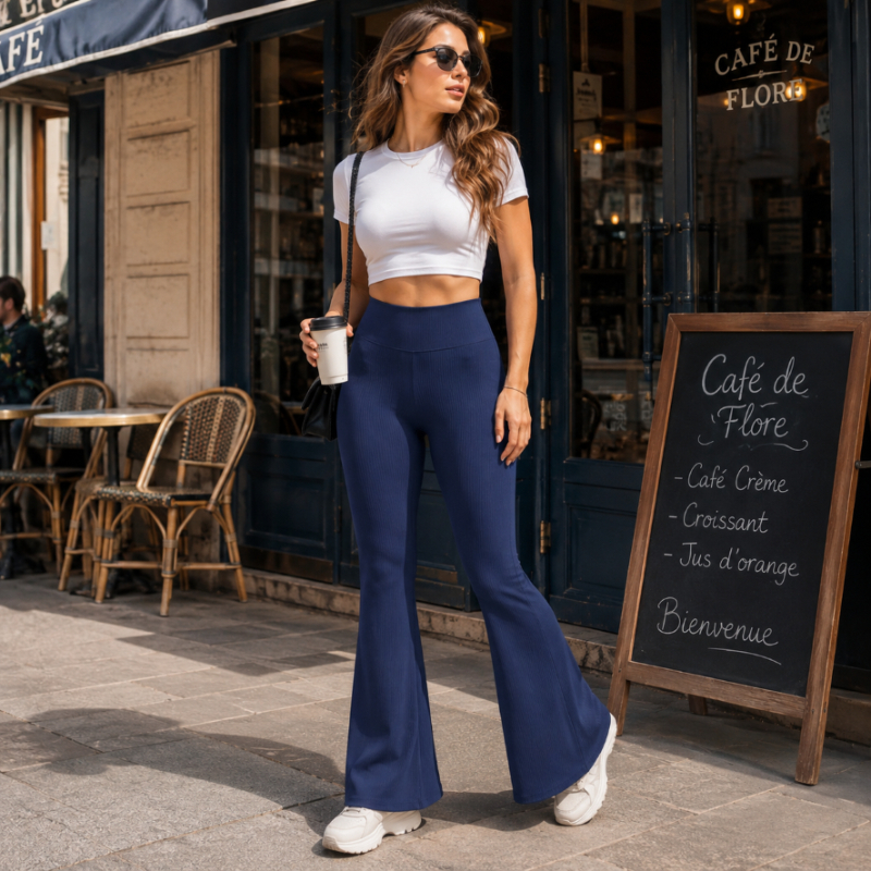 Calça Flare Legging Bailarina Feminina Suplex Premium Bailarina Fitness Cintura Alta — imagem 2 de 2