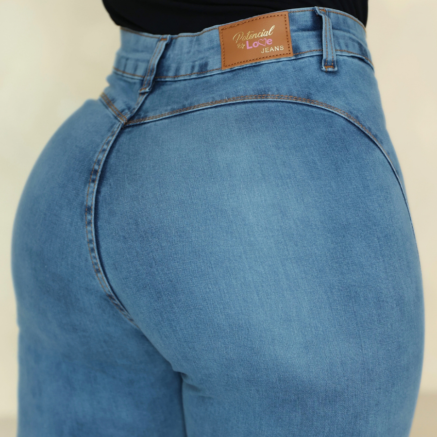 Calça Jeans Feminina Skinny Sem Bolso Empina Bumbum Efeito Legging Cintura Alta Lycra