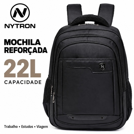 Mochila Executiva Masculina Trabalho Reforçada Resistente Nytron Alça Cabo de Aço 22L