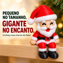 Mini Papai Noel Sentado Decorativo Enfeite de Natal para Monitor Mesa Estante Prateleira e Presente Natalino