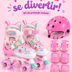 Patins Infantil Estrela do Mar 4 Rodas com Led/TamanhosAjustaveis