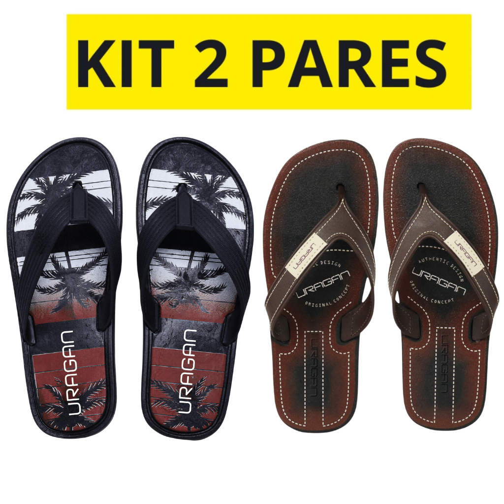 Kit 2 Sandália Chinelo Masculino Borracha Confortável Antiderrapante Resistente Leve