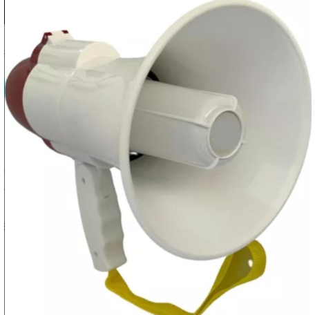 Megafone Portatil Recarregavel Com Sirene E Gravador Bm-F944 Branco E Vermelho