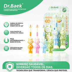 Dr.Baek Escova de Dente Infantil / Escova de Dente 3 Lados / Adequada para de 3+ Anos