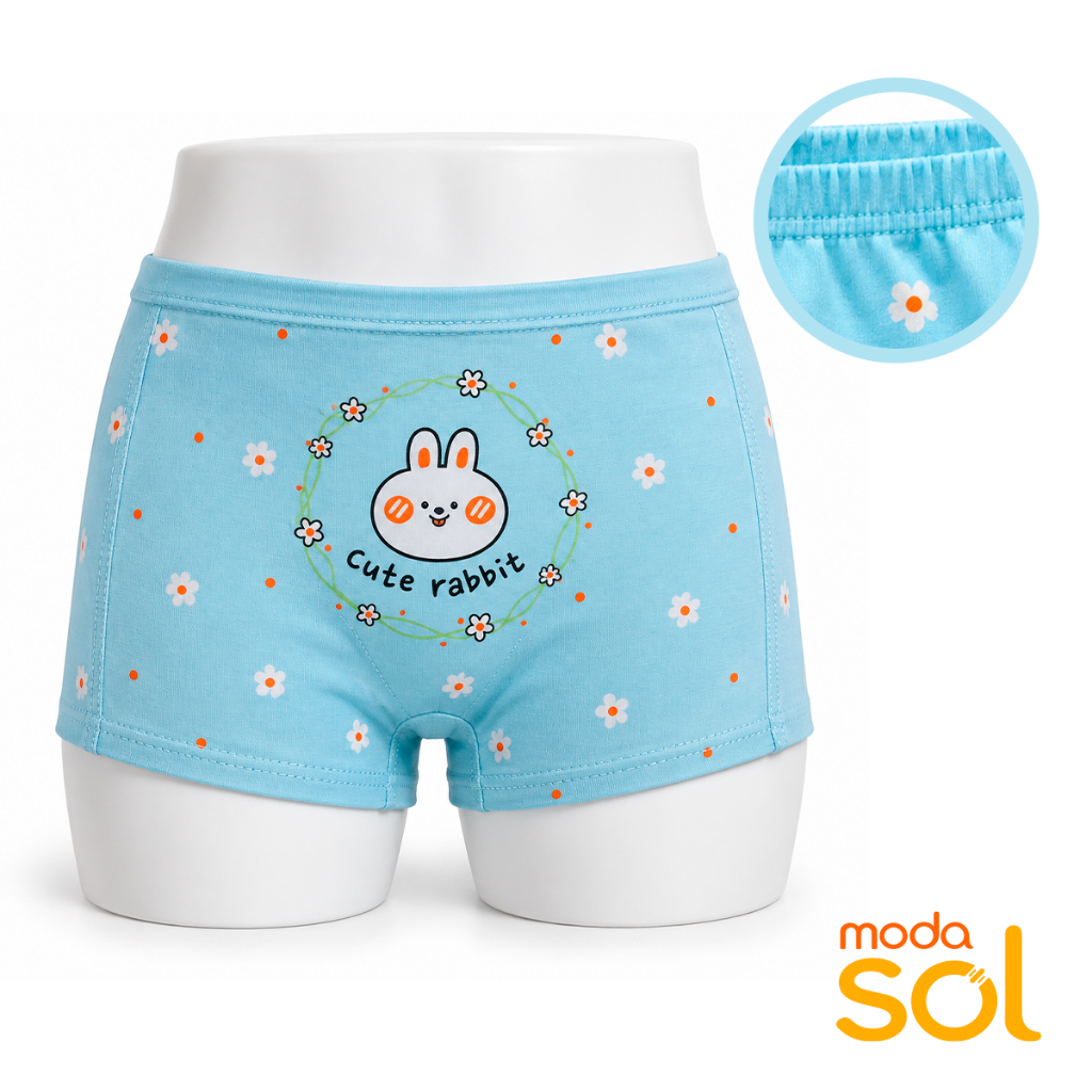 Calcinha Boxer Infantil Meninas Tecido Macio e Confortável Estampas e Cores Sortidas
