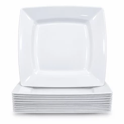 Kit 4 a 20 Pratos Quadrados Plástico Reutilizável p/ Almoço Jantar Churrasco Refeição Festas Lanche