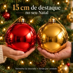 Bola De Natal Grande 15cm Gigante Lisa Enfeite Natalino Decoração Árvore de Natal LuvinCo