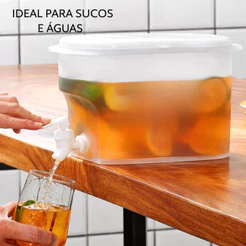3,0 LITROS Suqueira Plástica Com Tampa Para Geladeira Com Torneira Para Suco Àgua Saborizada Sucos Drinks Bem Compacta7