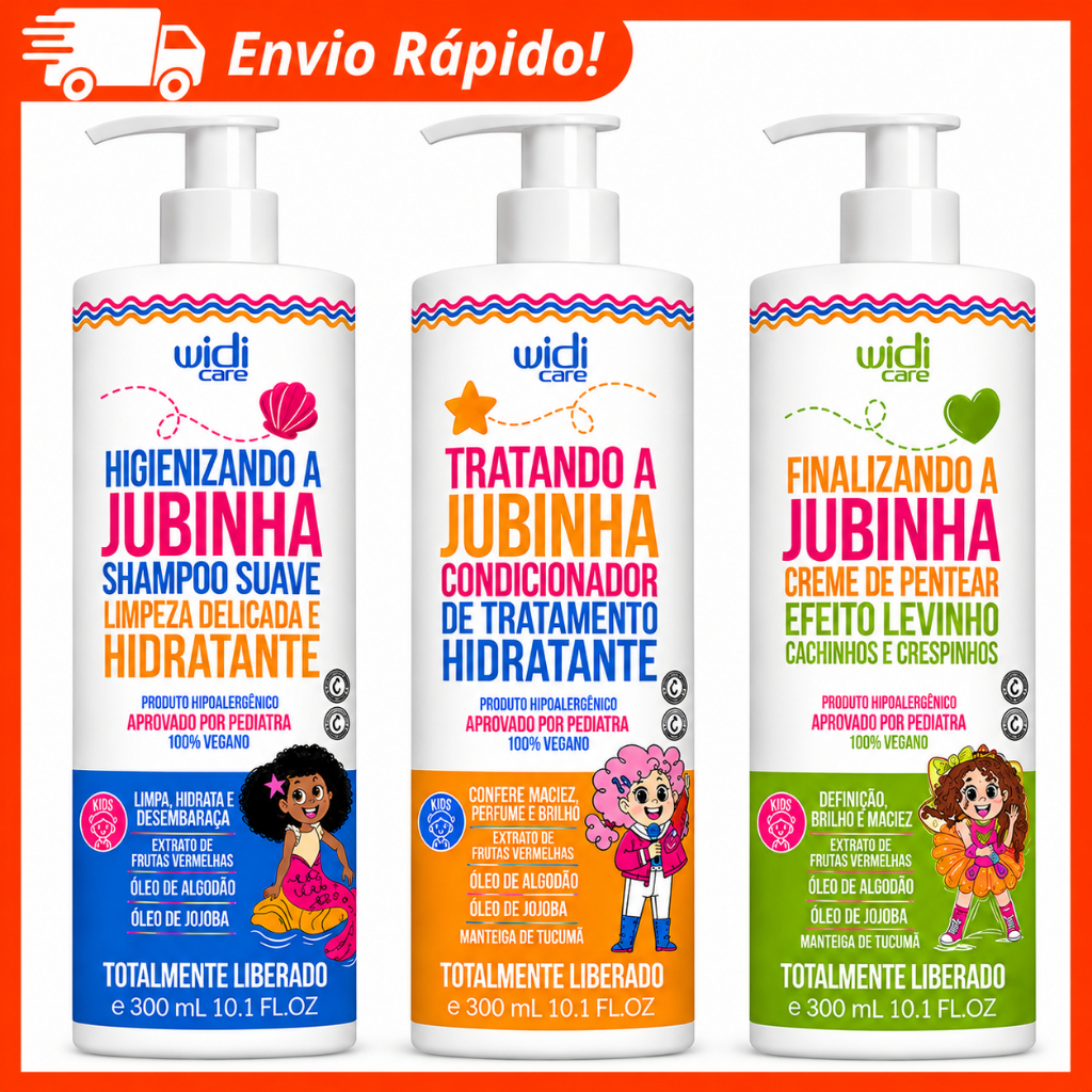 Kit Widi Care Jubinha Shampoo, Condicionador, Creme de Pentear Levinho