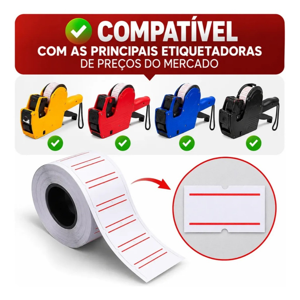Etiquetas de Preço para Etiquetadora 10 Rolos 400 Unidades/Rolo para Lojas , Feiras e Supermercados — imagem 2 de 2