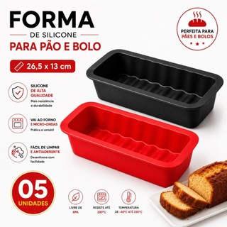Kit 5 Formas de Silicone de Pão Bolo Air Fryer Resistente Alta Temperatura