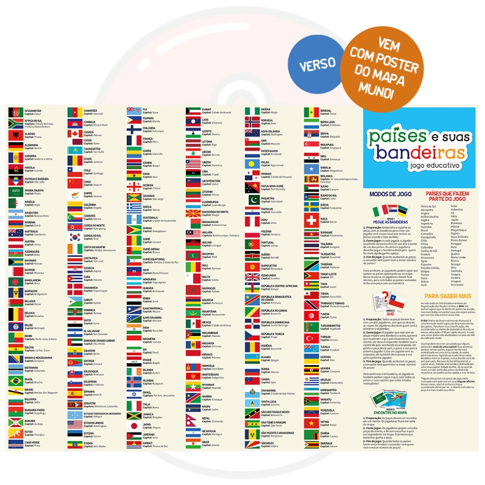 JOGO EDUCATIVO PAÍSES E SUAS BANDEIRAS 48 PEÇAS TOYSTER BRINQUEDO INFANTIL EDUCATIVO GEOGRAFIA MAPA · foto 2