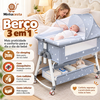 Berço Balanço Portátil Bebê Mosqueteiro De E Cesto Com Balanço Co-bed Regulável Até 3 Anos P18