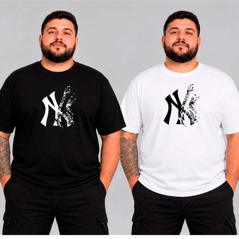 Camiseta Masculina Plus Size Básica Lisa Algodão Marrom Preta Branca Casual
