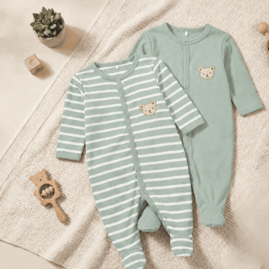 kit com dois macacões bebê menino Kauã Verde