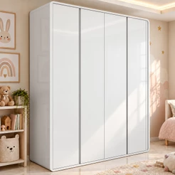 Guarda Roupa Solteiro 100% MDF 4 Portas Easy Like Branco