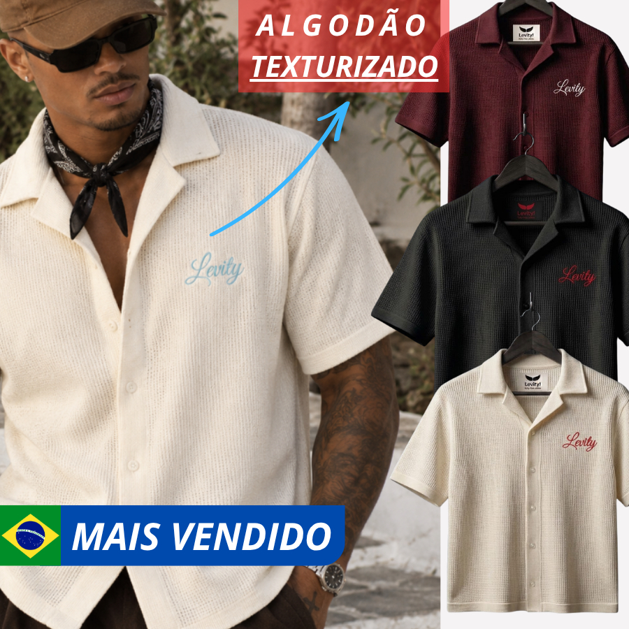 CAMISA MASCULINA OVERSIZED TEXTURIZADA TRICOT GRIFE