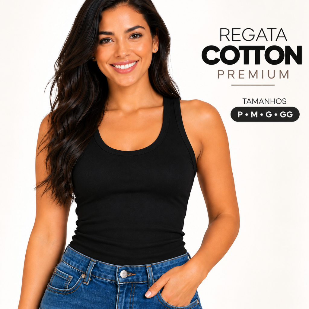 Regata Feminina Cotton Algodão Básica Academia Fitness Treino Confortável Verão Dia a Dia 25617