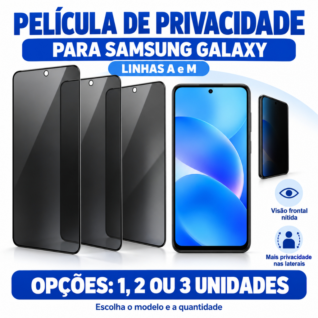 Película Privacidade para Samsung Galaxy A07 A16 A26 A36 A56 A57 M15 M35 M55 Kit 1 2 3 Anti Espião