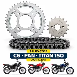 Kit Relação Tração Transmissão Com Retentor Cg Fan Titan 150 2004 2005 2006 A 2015 MODELO ORIGINAL