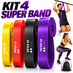 Faixa Elástica Super Band Kit 4 Tensões Alta Resistência para Crossfit, Academia e Exercícios Funcionais