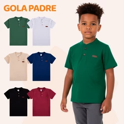 Kit Sortido 2 Camisetas Gola Padre Henley Menino - Elegância e Conforto