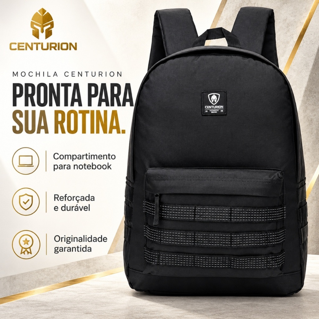 Mochila Escolar Bolsa Faculdade Notebook Centurion Reforçada Resistente Casual Moderna Confortável Trabalho Dia a Dia Up