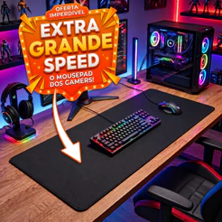 Mouse Pad Preto Gamer Extra Grande 90x40cm Preto Speed Liso