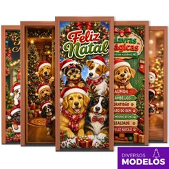 Capa De Porta Natal Decoração Natalina para Pet Veste Porta Fácil Sublimado 0,85x2,10m