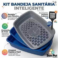 Caixa de Areia para Gato TuimCat Bandeja Higiênica Furba Sanitária Areia Gatos Pet com 3 Peças E Pazinha