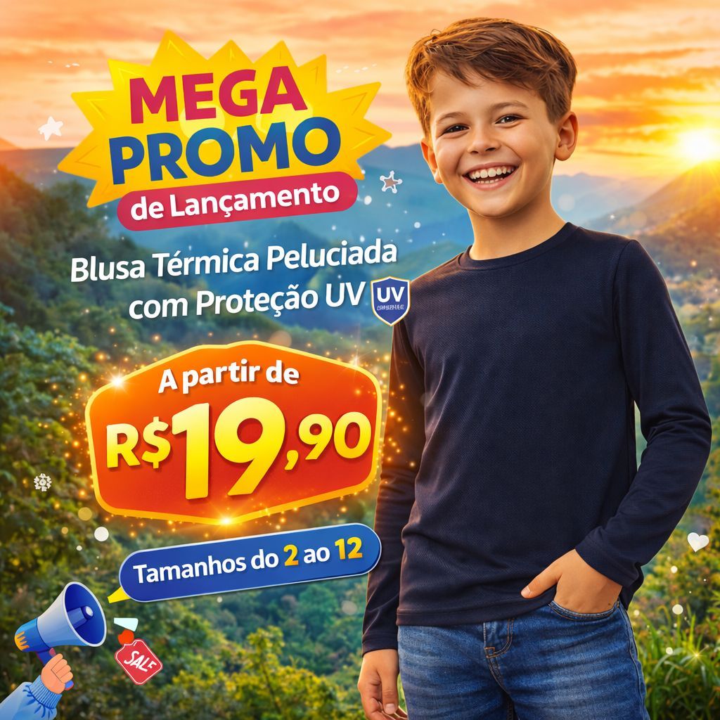 Blusa Térmica Infantil Peluciada Unissex, Segunda Pele Ideal para o Inverno