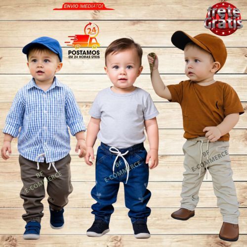 Calça Jogger Jeans  , Brim  Infantil e Bebê  Menino Masculino
