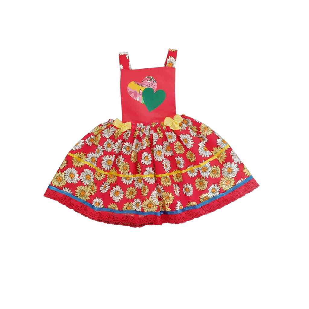Vestido Caipira Infantil Menina Festa Junina junino bebes Barato Estampado