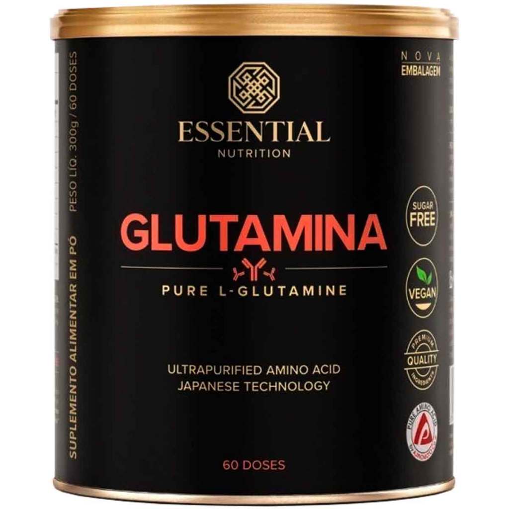 Glutamina 100% Pura 300g Essential Nutrition Sem Sabor Vegan