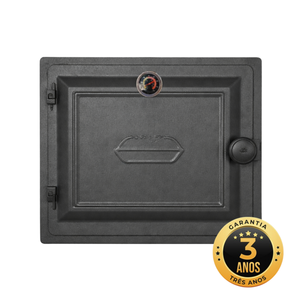 Forno Para Fogão a Lenha Grande Tampa Fechada em Aço Carbono e Termômetro