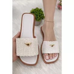 Sandália feminina papete FLAT RAFIA