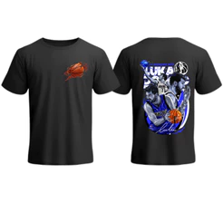 Camiseta Masculina Basquete Luka Doncic Estampa Frente e Costas Preta Algodão Casual