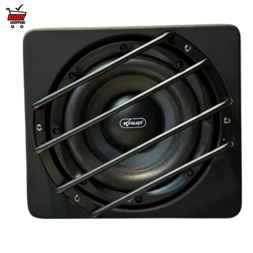 Caixa Amplificada Subwoofer Knup 100W | 8 Polegadas Quadrada com Tela de Proteção