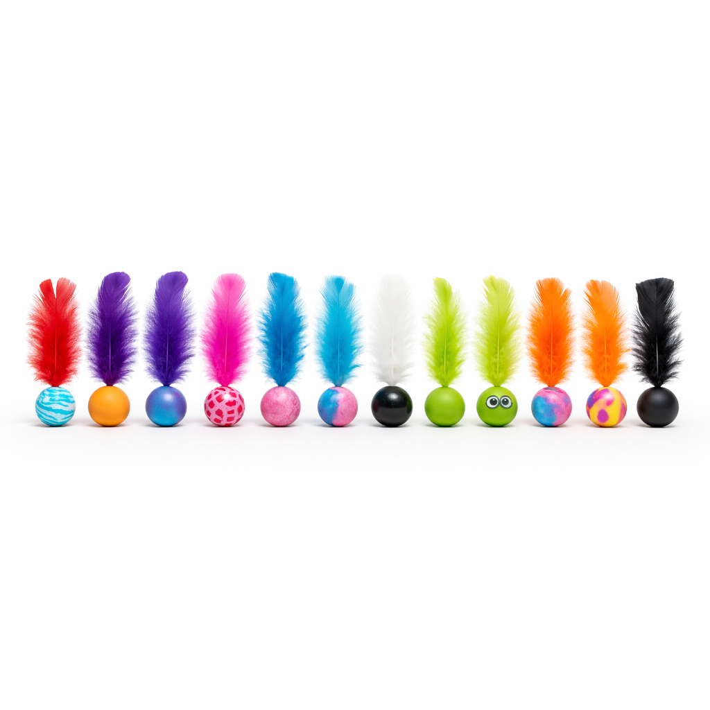 Kit 12 Bolinhas Interativas Para Gatos Silicone Colorido  Penas Brinquedo Antiestresse Pet Exercício em Oferta na Shopee