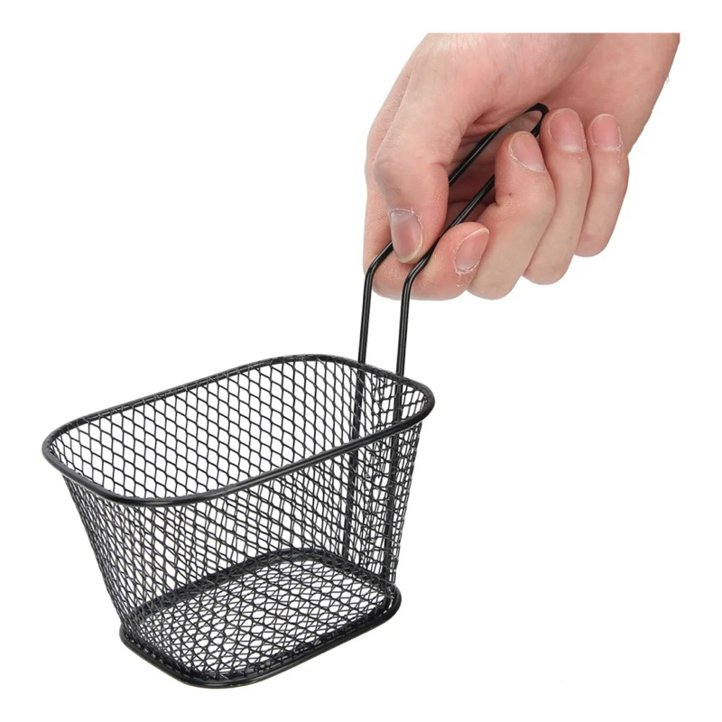Mini Cesto para Fritura e Petiscos em Metal — Cestinha para Batata Frita Porções Lanches
