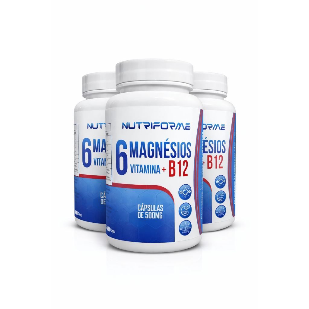 6 magnésio +  B12 120 cápsulas 500mg em Oferta na Shopee