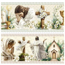 Tricoline Digital Barrado Ressurreição 100% Algodão 55x150cm Tecido Pano de Prato Maria Flor