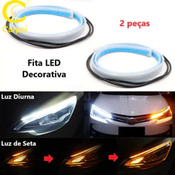 Kit 2 peças Fita Led 60 cm DRL 3000k 6000k Flexivel Farol E Seta