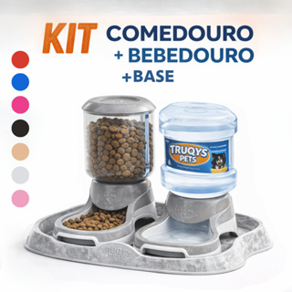 Kit Comedouro e Bebedouro Automático 2L Truqys 3 Peças com Bandeja para Cães e Gatos em Oferta na Shopee