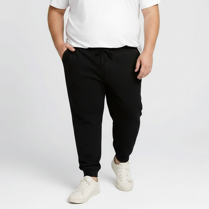 Calça Moletom Plus Size Masculina Jogger Flanelado Bolso Atrás Inverno Frio Algodão Confortável