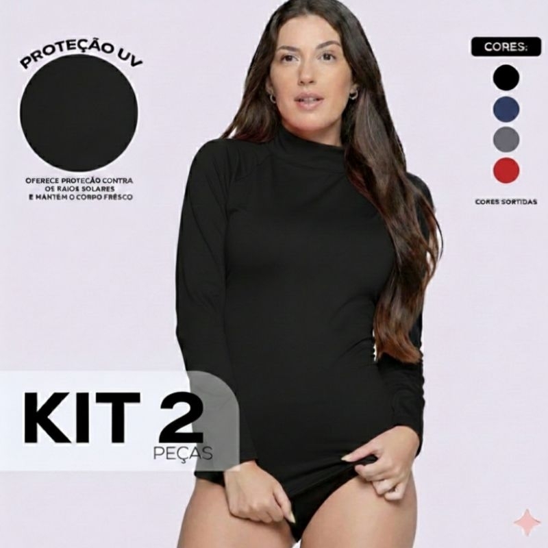 Kit 2 Blusas Térmicas Segunda Pele Proteção UV Super Confortável Ideal para Academia Treinos ao ar Livre do P ao GG