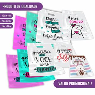 Sacola Plástica Boca de Palhaço Personalizada Diversas (Escolha o Modelo e Medida) 50 Unidades em Oferta na Shopee